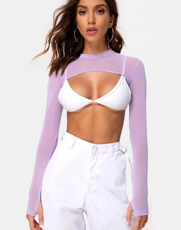 Mola Crop Top in Net Lilac sold by Motel Rocks
