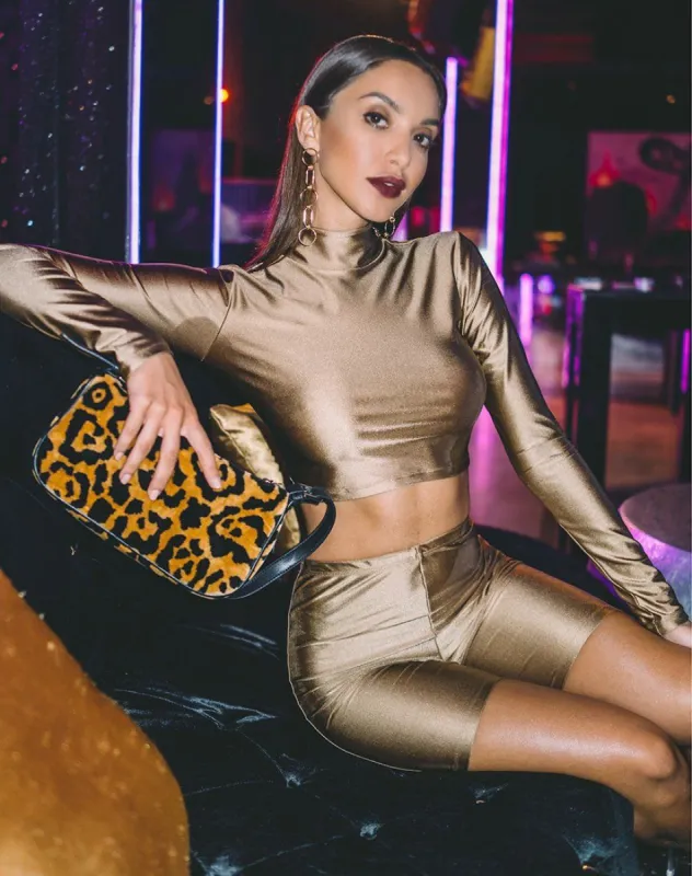 Rhala Crop Top in Nylon Gold sold by Motel Rocks