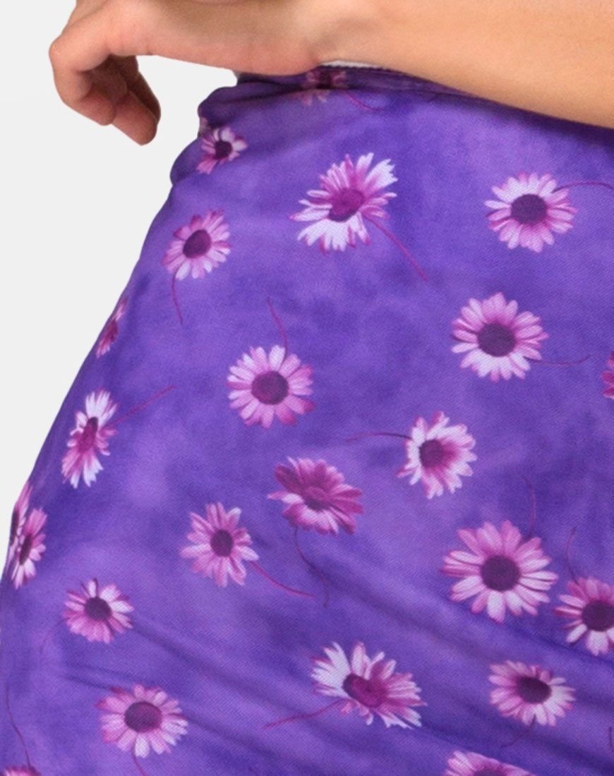 Taura Midi Skirt in Daisy Daze Purple sold by Motel Rocks product image thumbnail 5