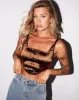 Elci Corset Top in Satin Spandex Brown sold by Motel Rocks
