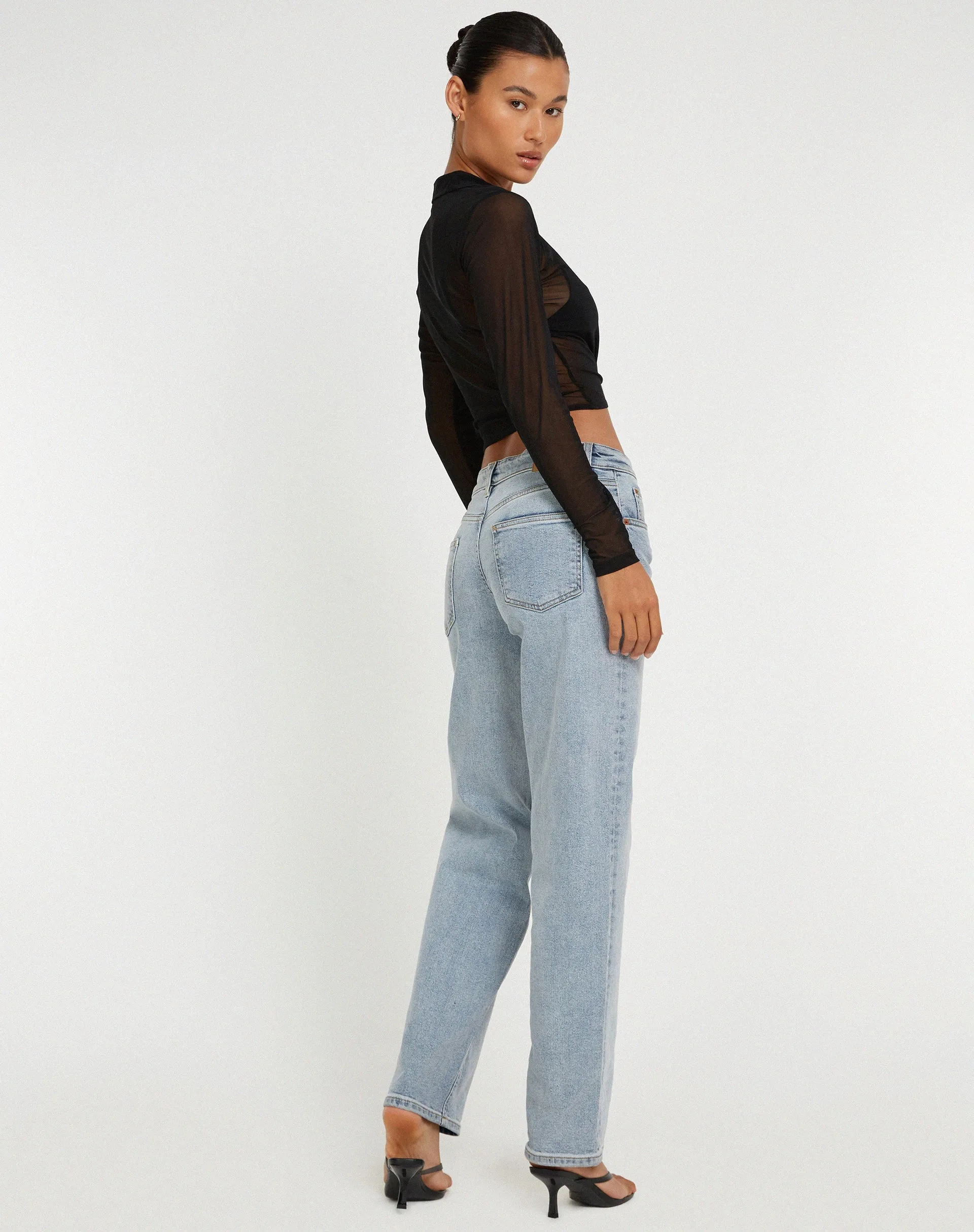Kelly Cropped Shirt in Mesh Black sold by Motel Rocks product image thumbnail 4