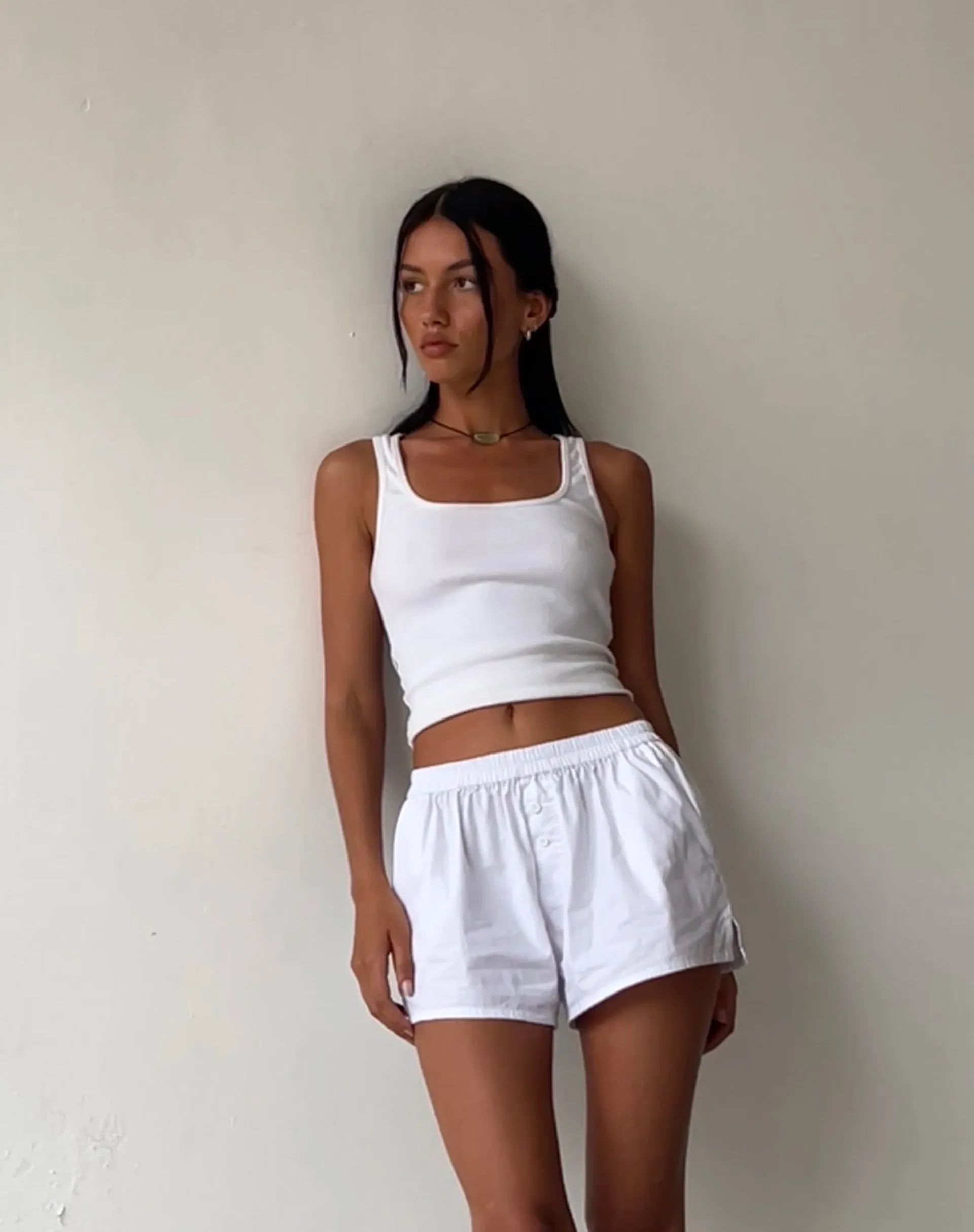 MOTEL X JACQUIE Laboxe Brief Shorts in White with Bow Embro sold by Motel Rocks