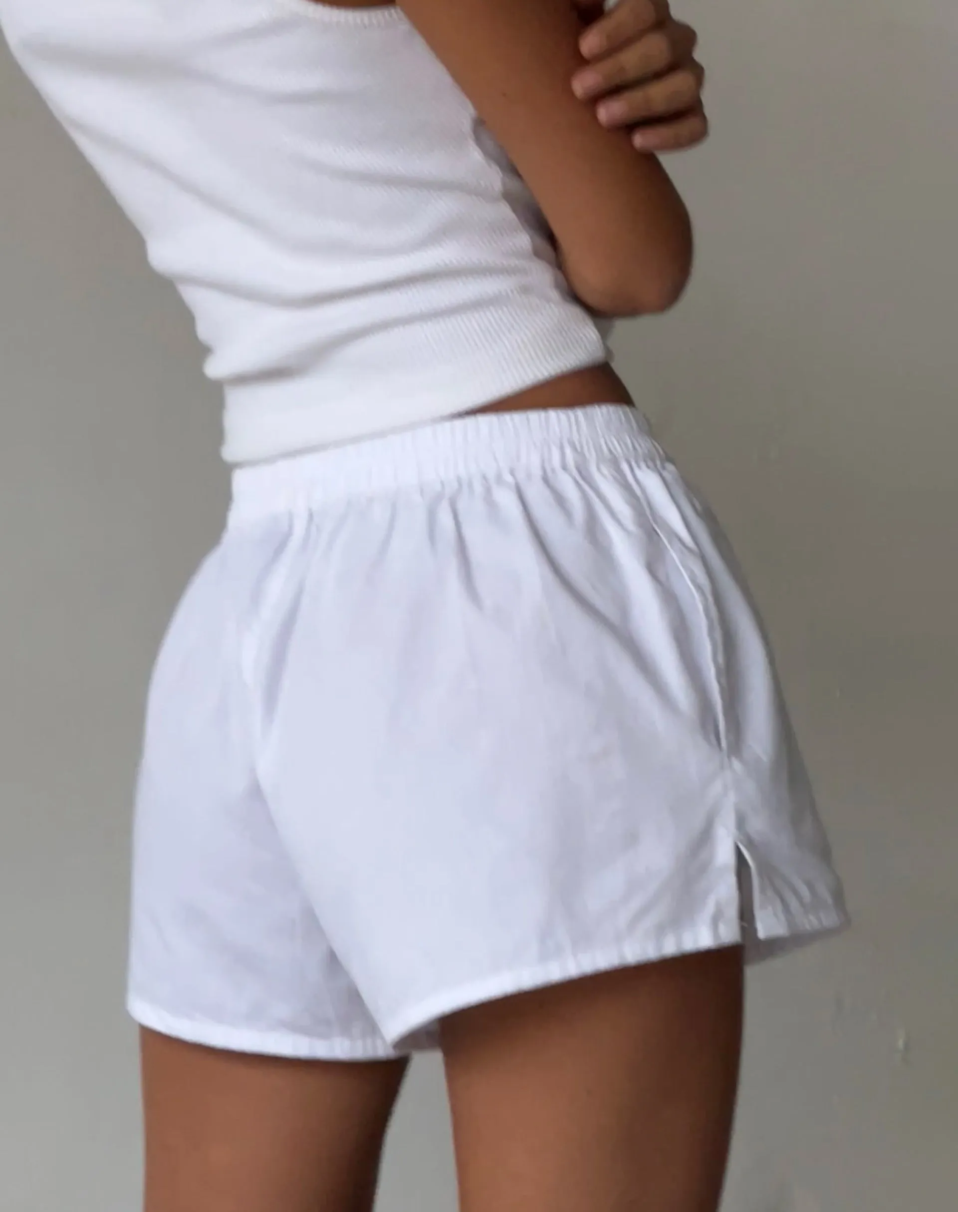 MOTEL X JACQUIE Laboxe Brief Shorts in White with Bow Embro sold by Motel Rocks product image thumbnail 3