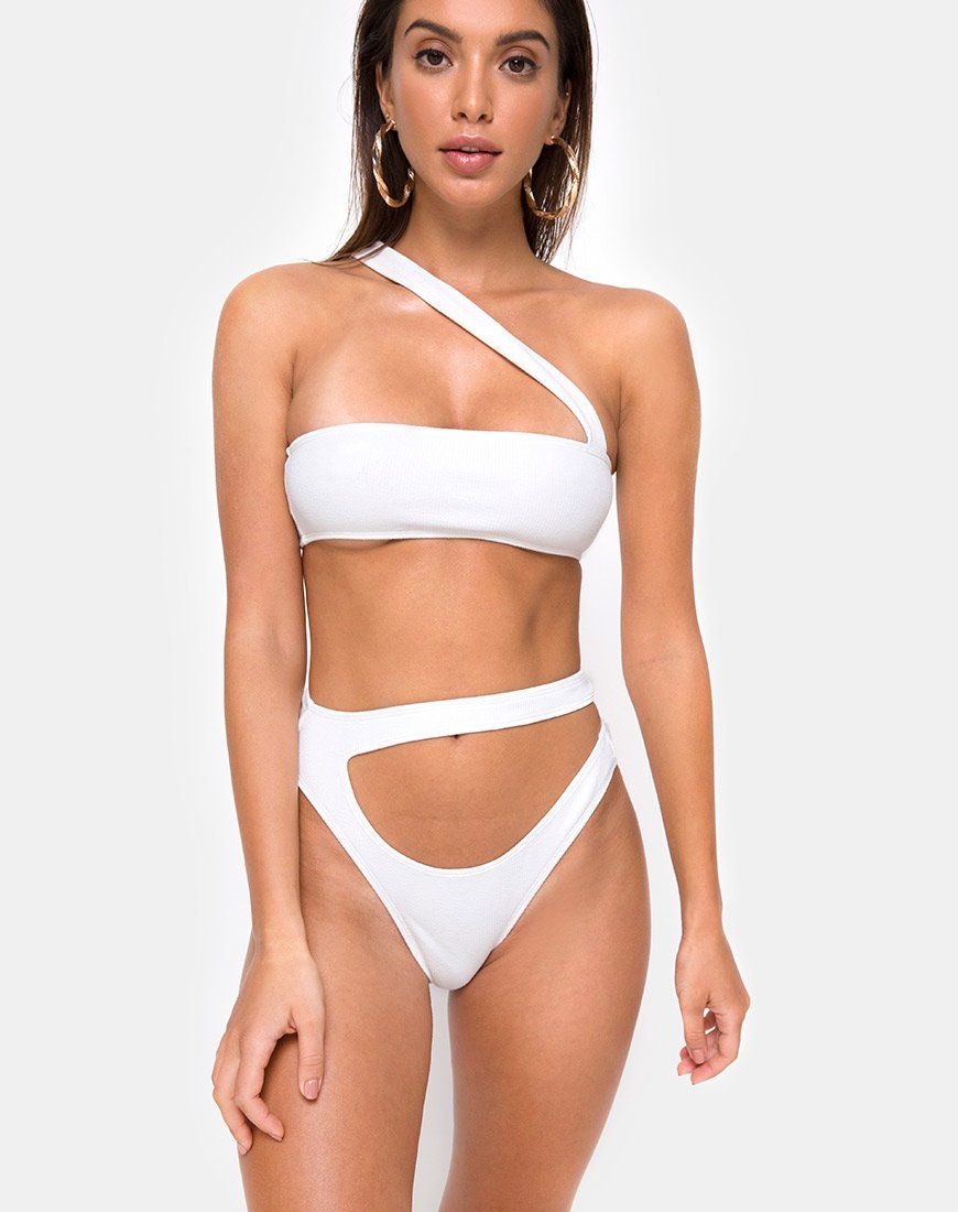 Bound Bikini Bottom in White sold by Motel Rocks