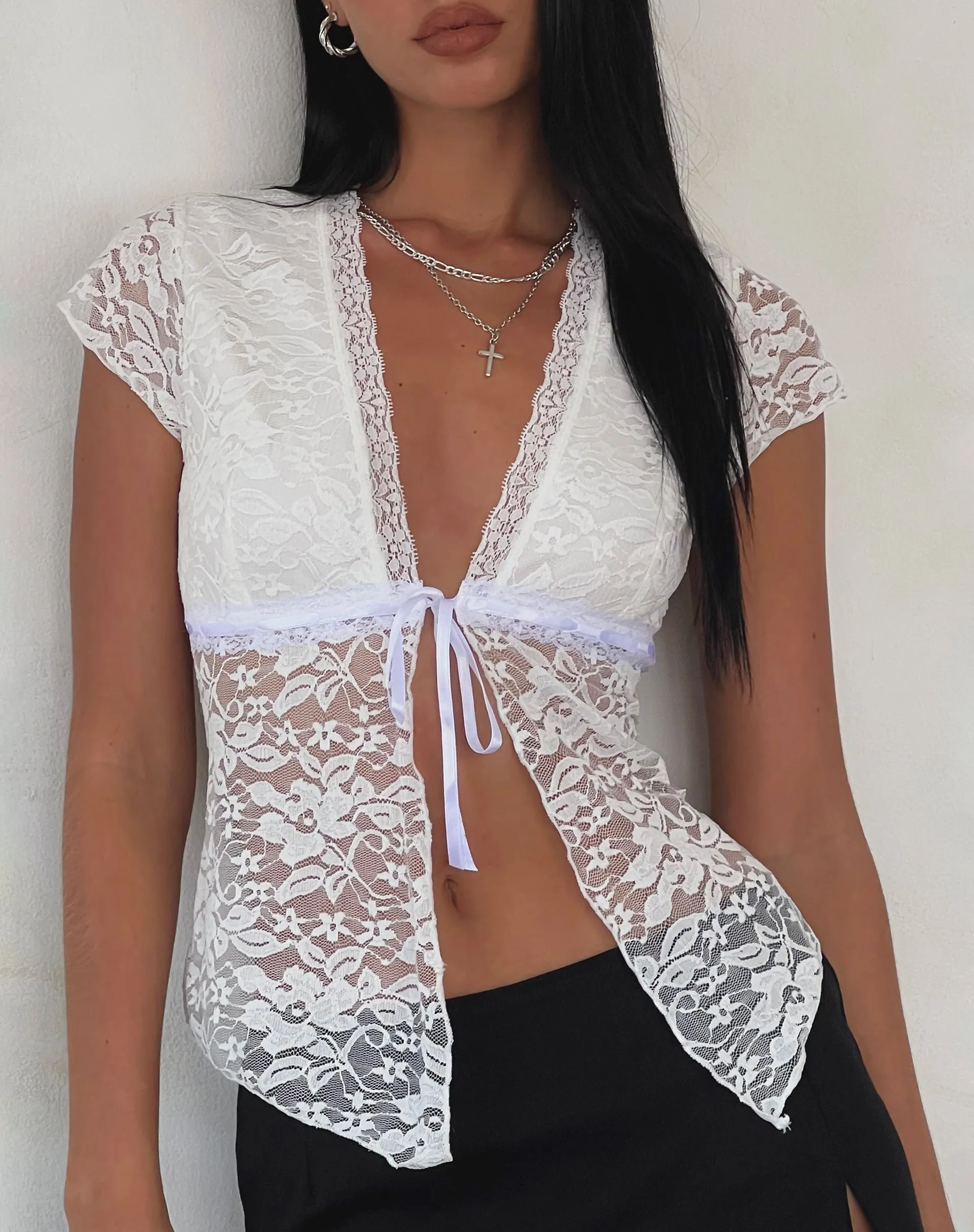 Lavanya Butterfly Top in Lace White sold by Motel Rocks product image thumbnail 3