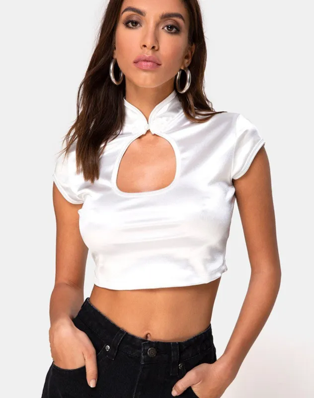 Lina Top in Spandex Ivory sold by Motel Rocks