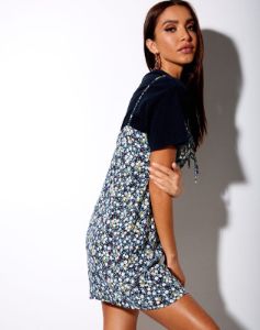 Mala Slip Dress in Floral Field Navy sold by Motel Rocks