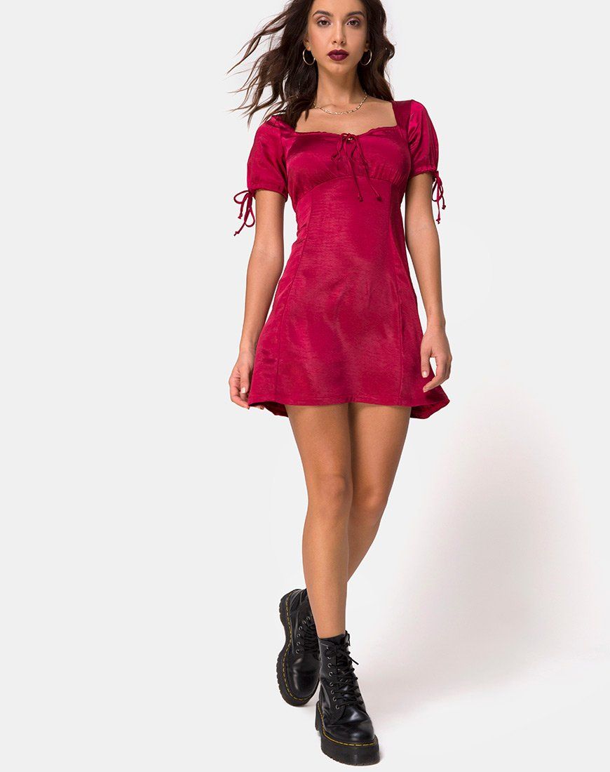Guenette Dress in Satin Cherry sold by Motel Rocks product image thumbnail 3