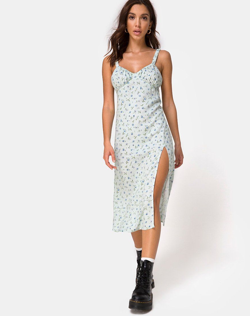 Jova Midi Dress in Pretty Petal Green sold by Motel Rocks product image thumbnail 4