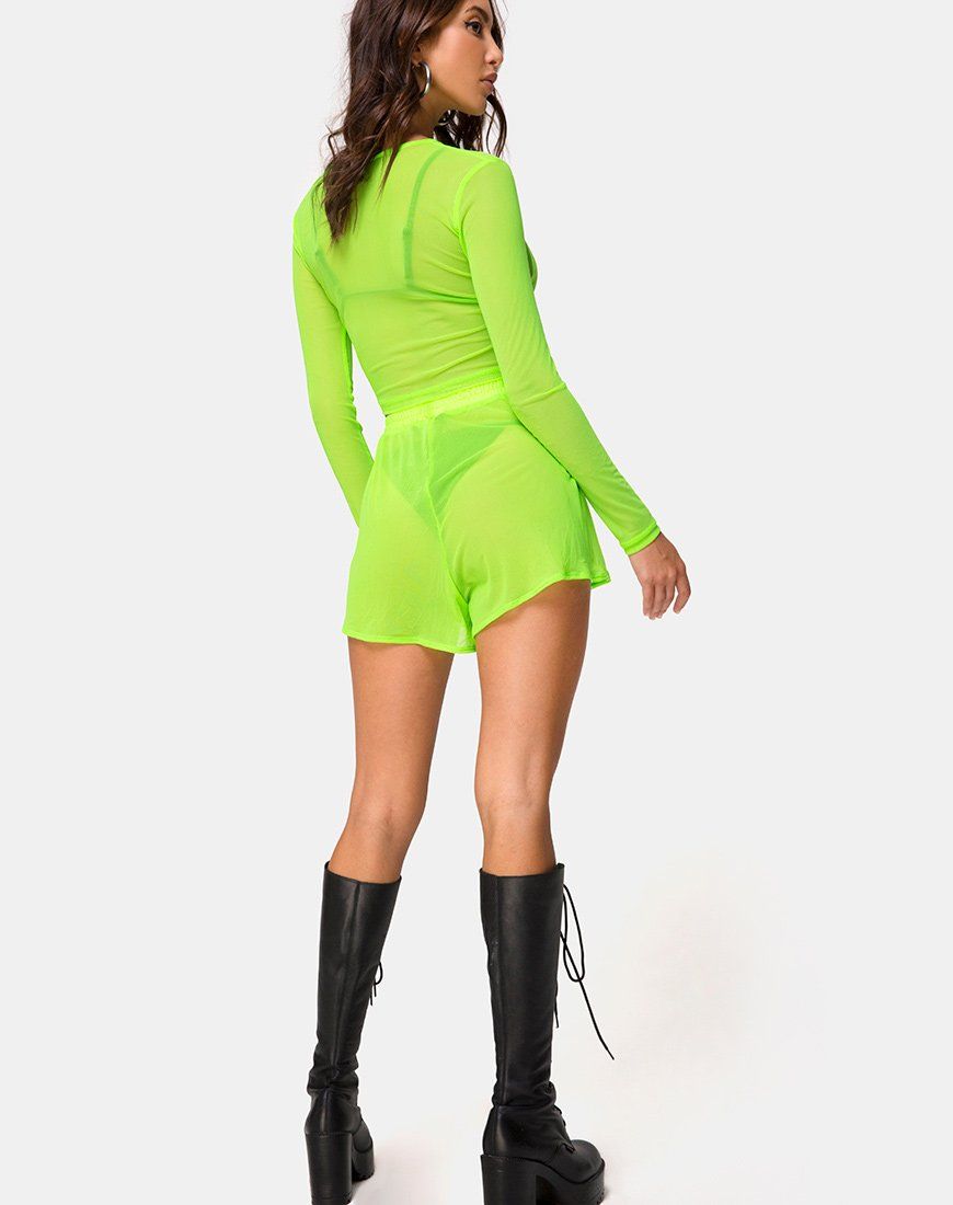 Bonnie Crop Top in Fluro Yellow Net sold by Motel Rocks product image thumbnail 4