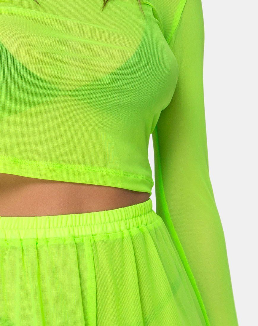 Bonnie Crop Top in Fluro Yellow Net sold by Motel Rocks product image thumbnail 5