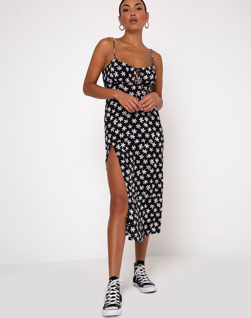 Cypress Midi Dress in 90's Daisy Black and White sold by Motel Rocks product image thumbnail 3