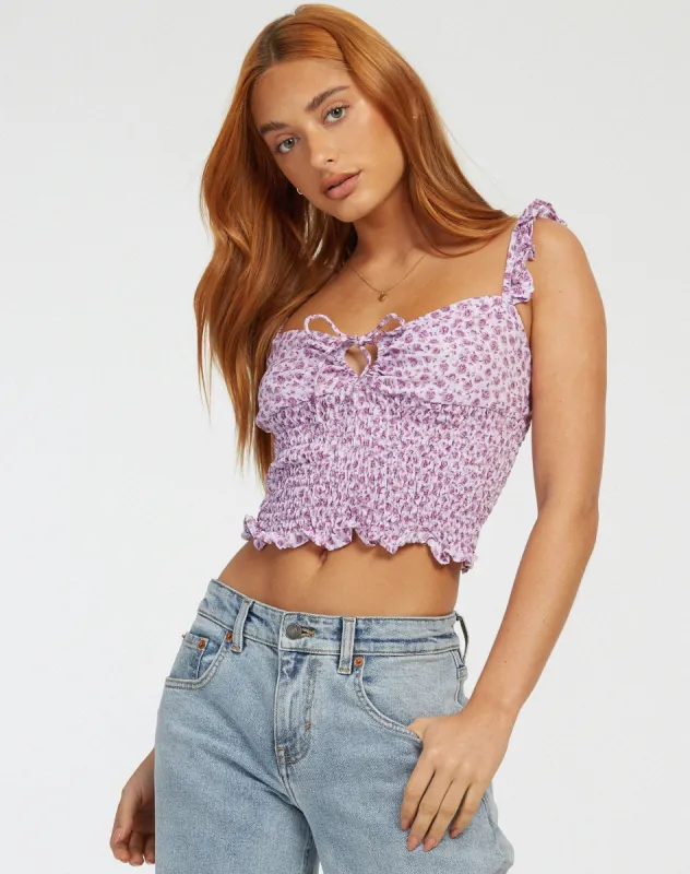 Ezra Top in Ditsy Rose Lilac sold by Motel Rocks