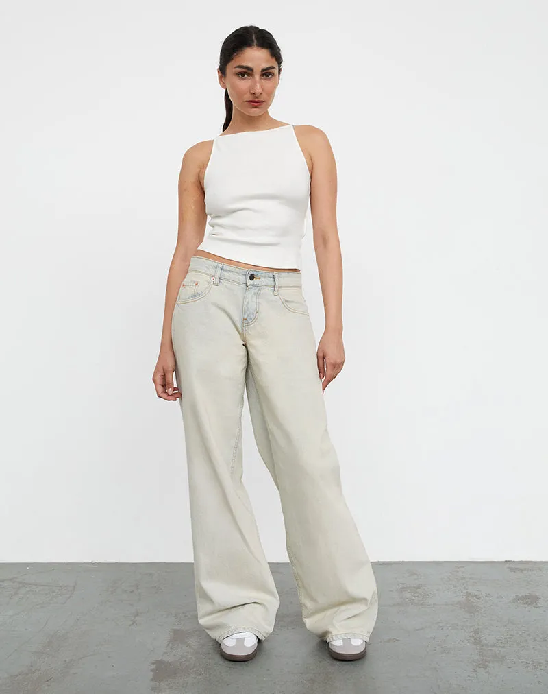 Roomy Extra Wide Low Rise Jeans In Arctic Blue sold by Motel Rocks