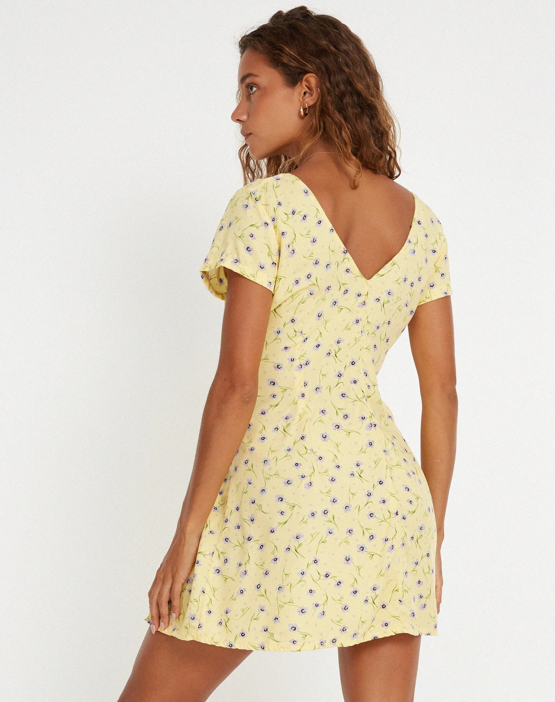 Calliope Mini Dress in Wild Flower Lemon Drop sold by Motel Rocks product image thumbnail 2