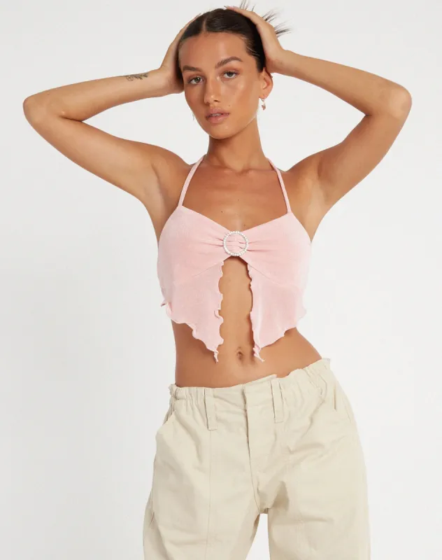 Shima Top in Crepe Baby Pink sold by Motel Rocks