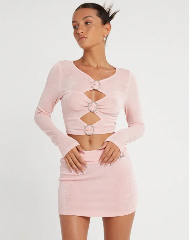 Ruti Long Sleeve Top in Crepe Baby Pink sold by Motel Rocks