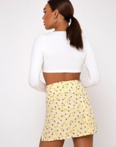 Sheny Mini Skirt in Wild Flower Lemon Drop sold by Motel Rocks