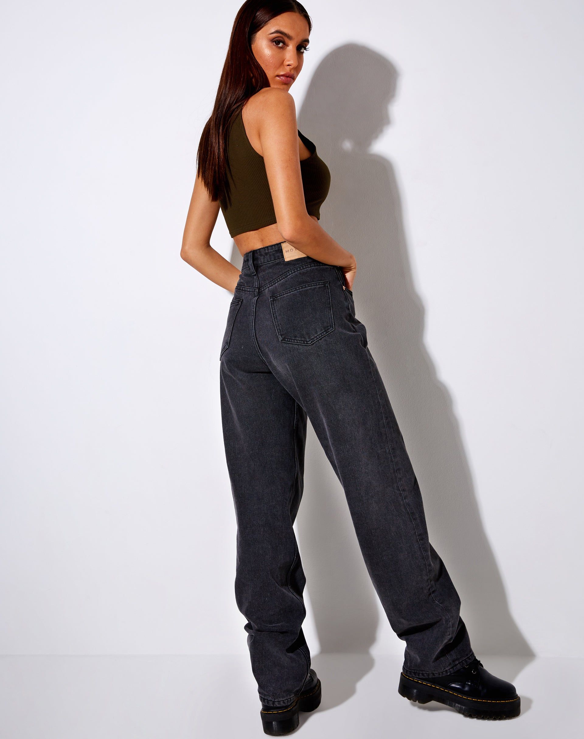 Guaco Crop Top in Rib Khaki sold by Motel Rocks product image thumbnail 4