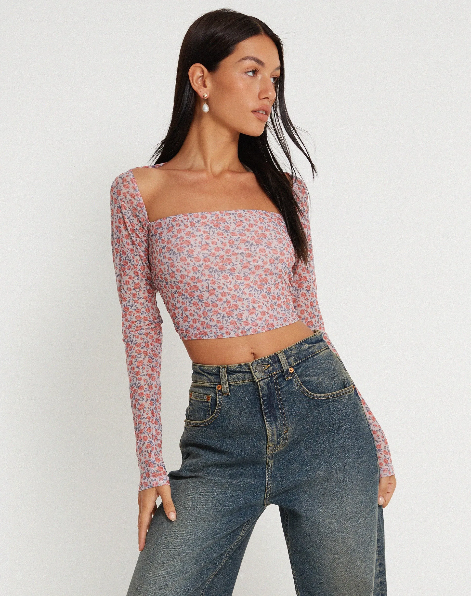 Kalisha Long Sleeve Top in Spring Rose Dusty Pink sold by Motel Rocks product image thumbnail 3
