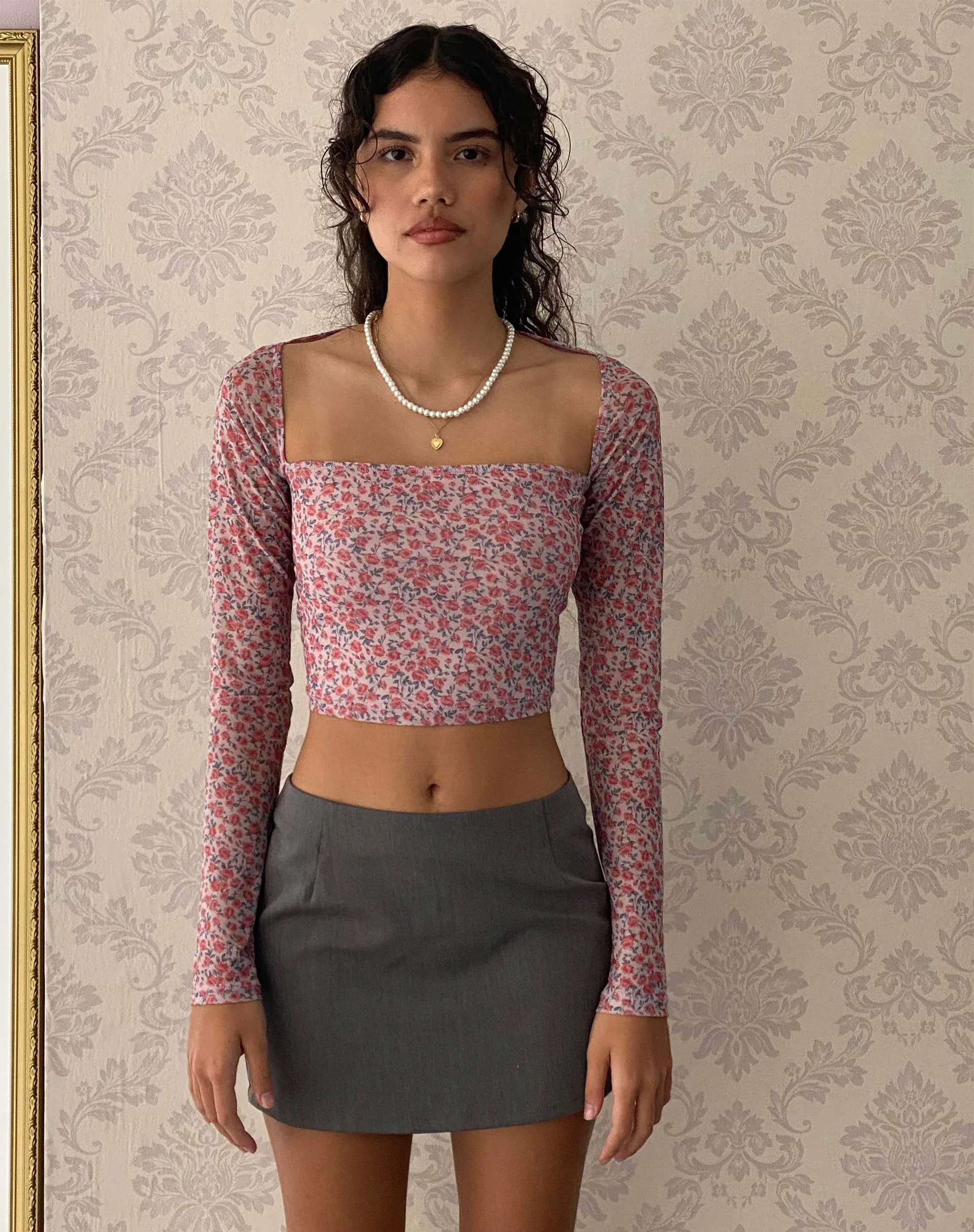 Kalisha Long Sleeve Top in Spring Rose Dusty Pink sold by Motel Rocks