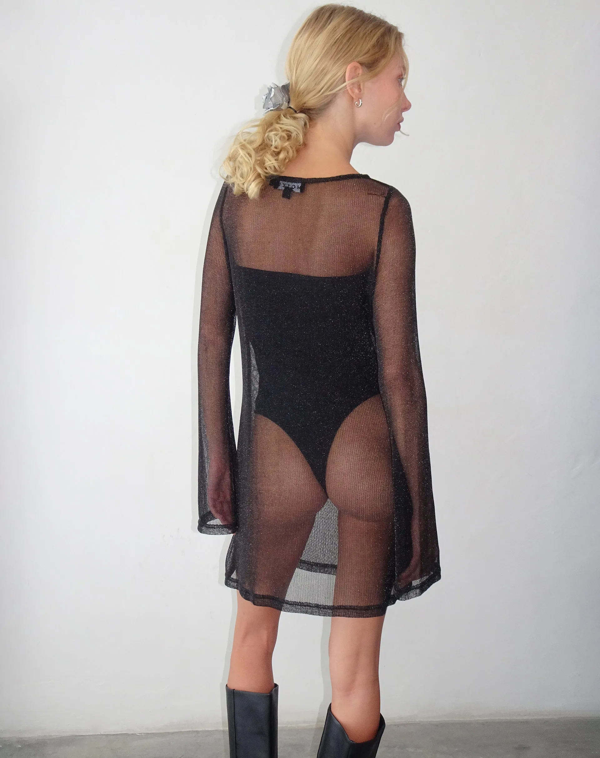 Sachin Mini Dress in Chain Knit Black sold by Motel Rocks product image thumbnail 5