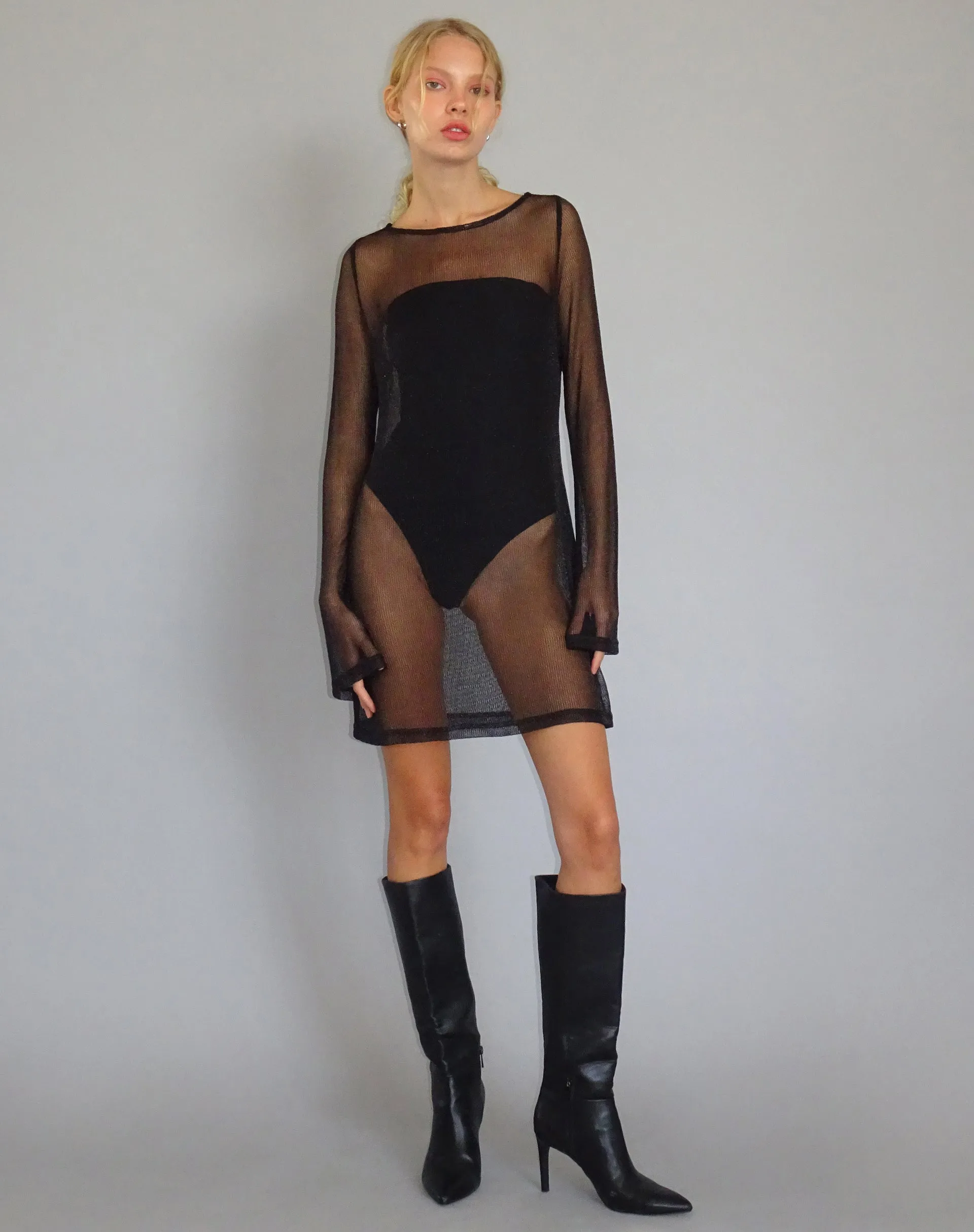 Sachin Mini Dress in Chain Knit Black sold by Motel Rocks product image thumbnail 4