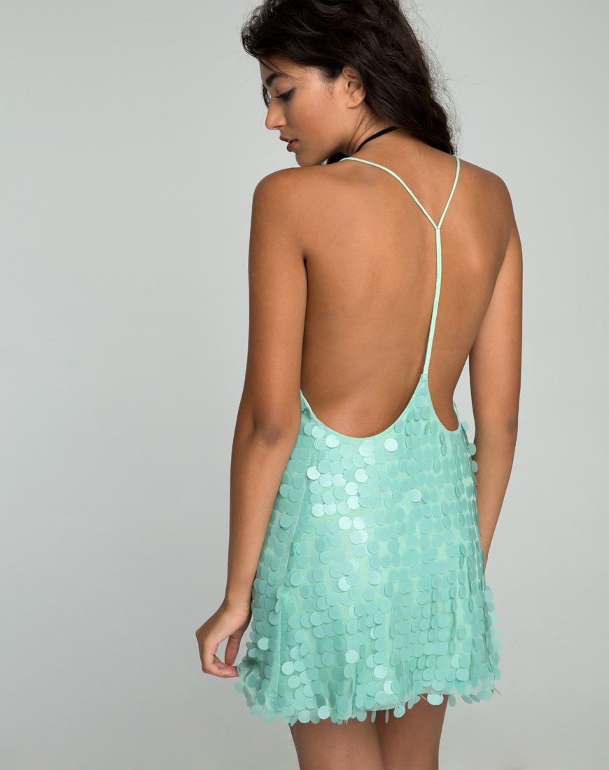 Finn Dress in Disc Sequin Mint sold by Motel Rocks product image thumbnail 2
