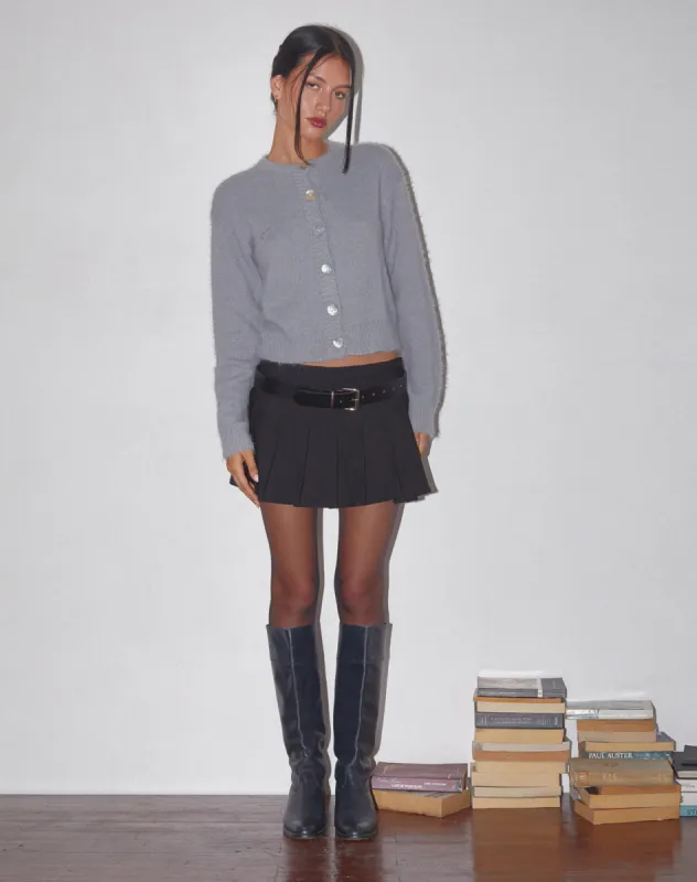 Audrina Cardigan in Fluffy Knit Grey sold by Motel Rocks