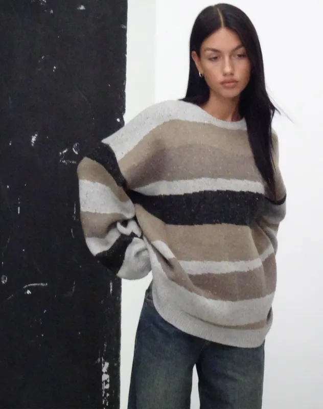 Namari Jumper in Abstract Grey and Tan sold by Motel Rocks