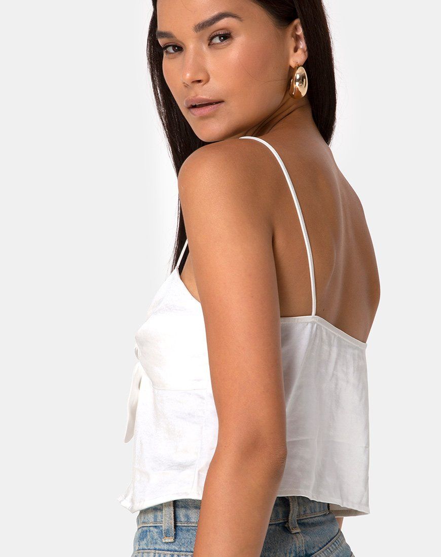 Roce Top in Satin Ivory sold by Motel Rocks product image thumbnail 2
