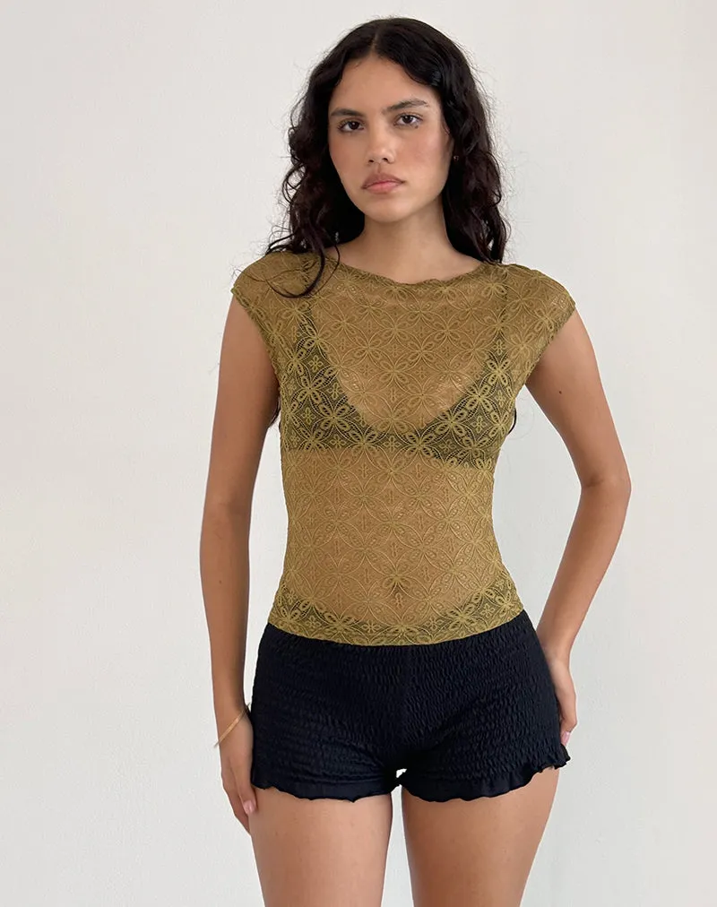 Nova Top in Textured Moss Green sold by Motel Rocks product image thumbnail 2