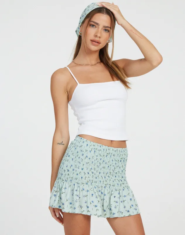 Rylee Mini Skirt in Pretty Petal Green sold by Motel Rocks