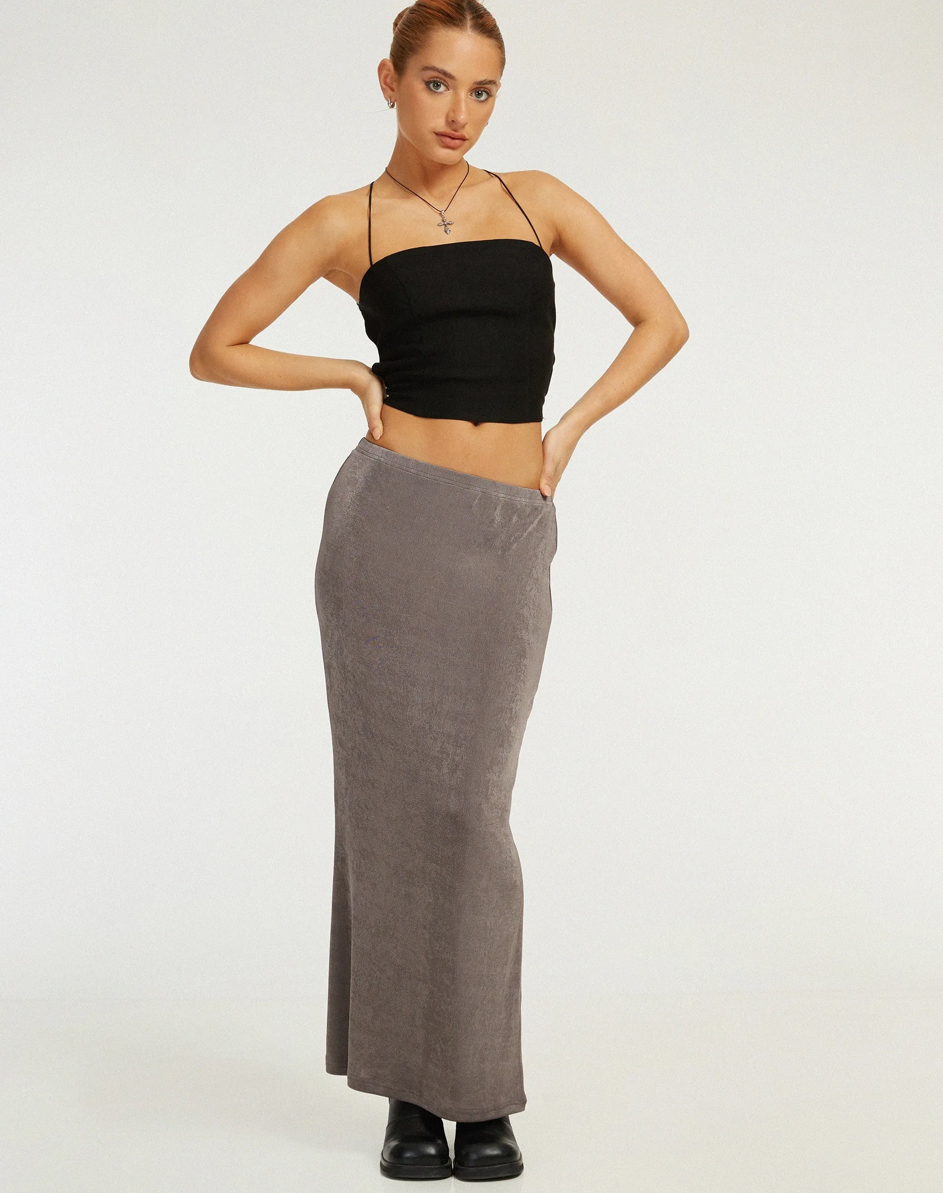 Tulus Maxi Skirt in Charcoal sold by Motel Rocks product image thumbnail 2