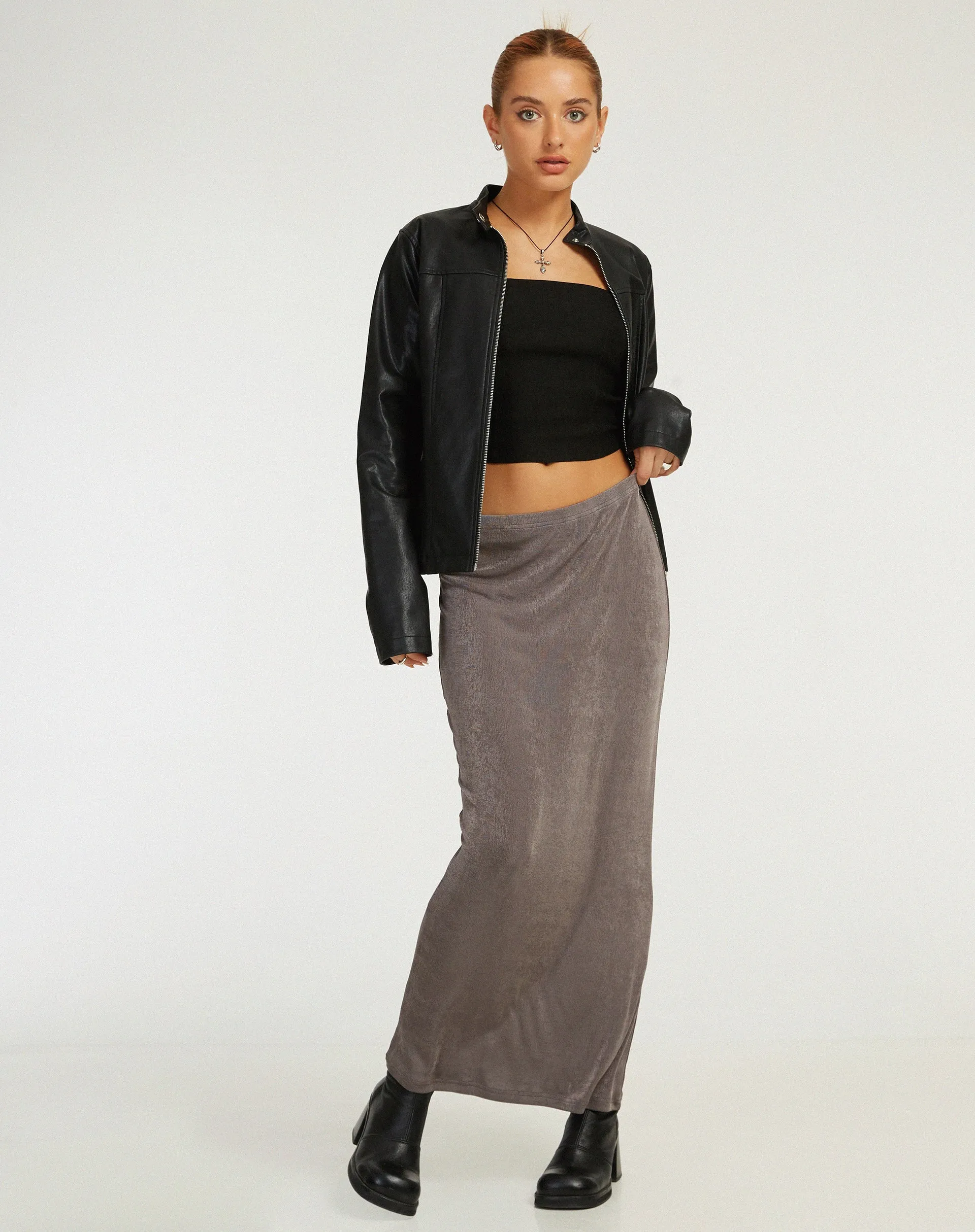 Tulus Maxi Skirt in Charcoal sold by Motel Rocks product image thumbnail 3