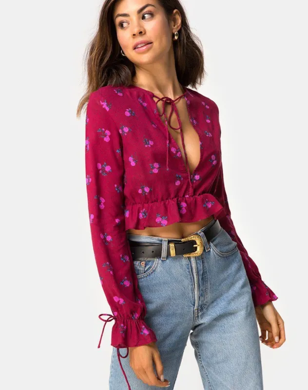Sibel Top in Magenta Rose Pink sold by Motel Rocks