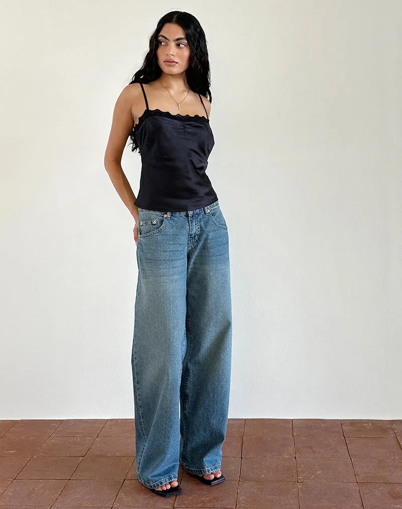 Kira Top in Satin Black with Black Lace sold by Motel Rocks product image thumbnail 4