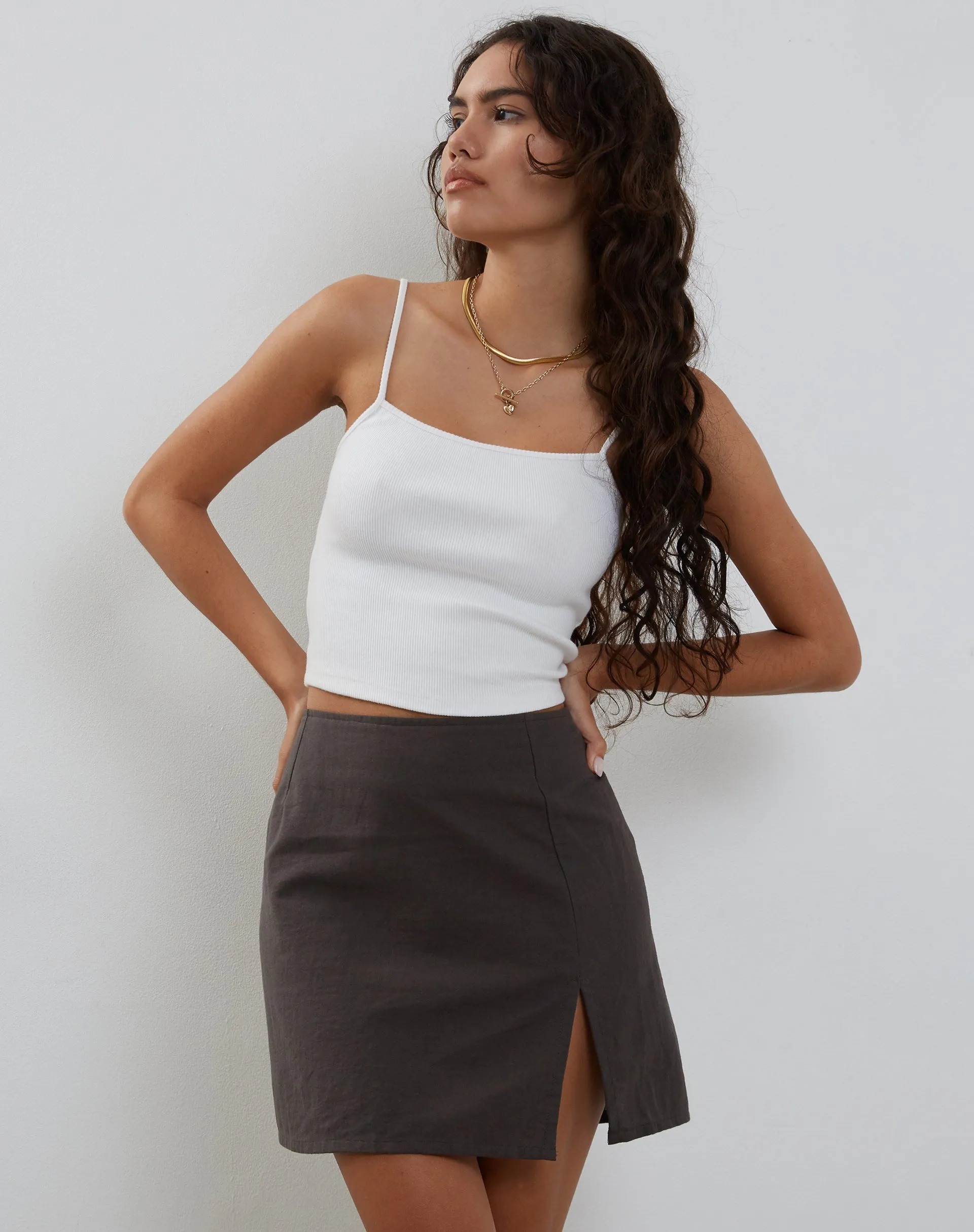 Sheny Mini Skirt in Charcoal Grey sold by Motel Rocks