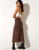Rindu Midi Skirt in Flower Garden Brown sold by Motel Rocks