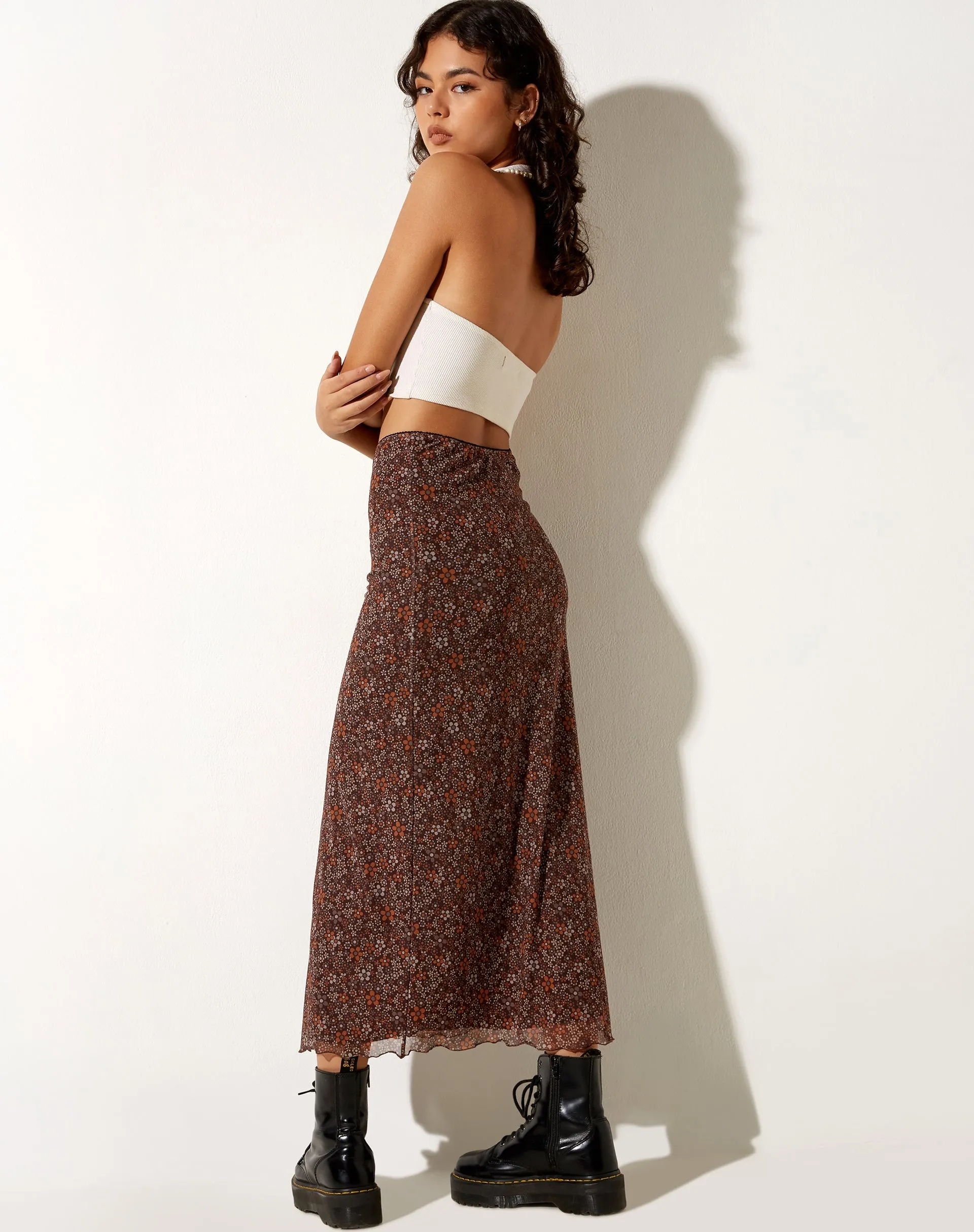 Rindu Midi Skirt in Flower Garden Brown sold by Motel Rocks product image thumbnail 2