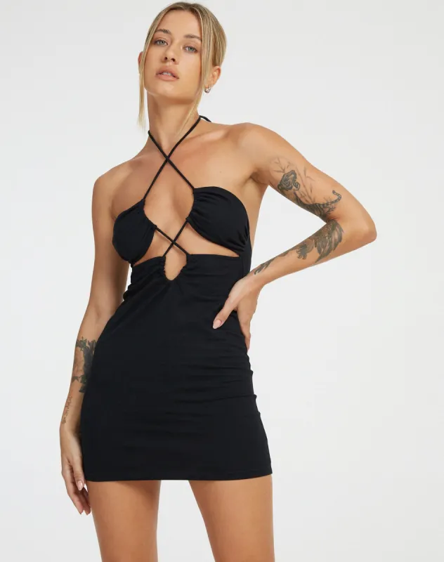 Cyra Cutout Dress in Black sold by Motel Rocks