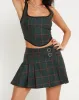 Skirza Pleated Mini Skirt in Tailoring Tartan Green sold by Motel Rocks