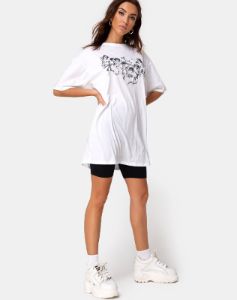 Sunny Kiss Tee in White with Cherub sold by Motel Rocks