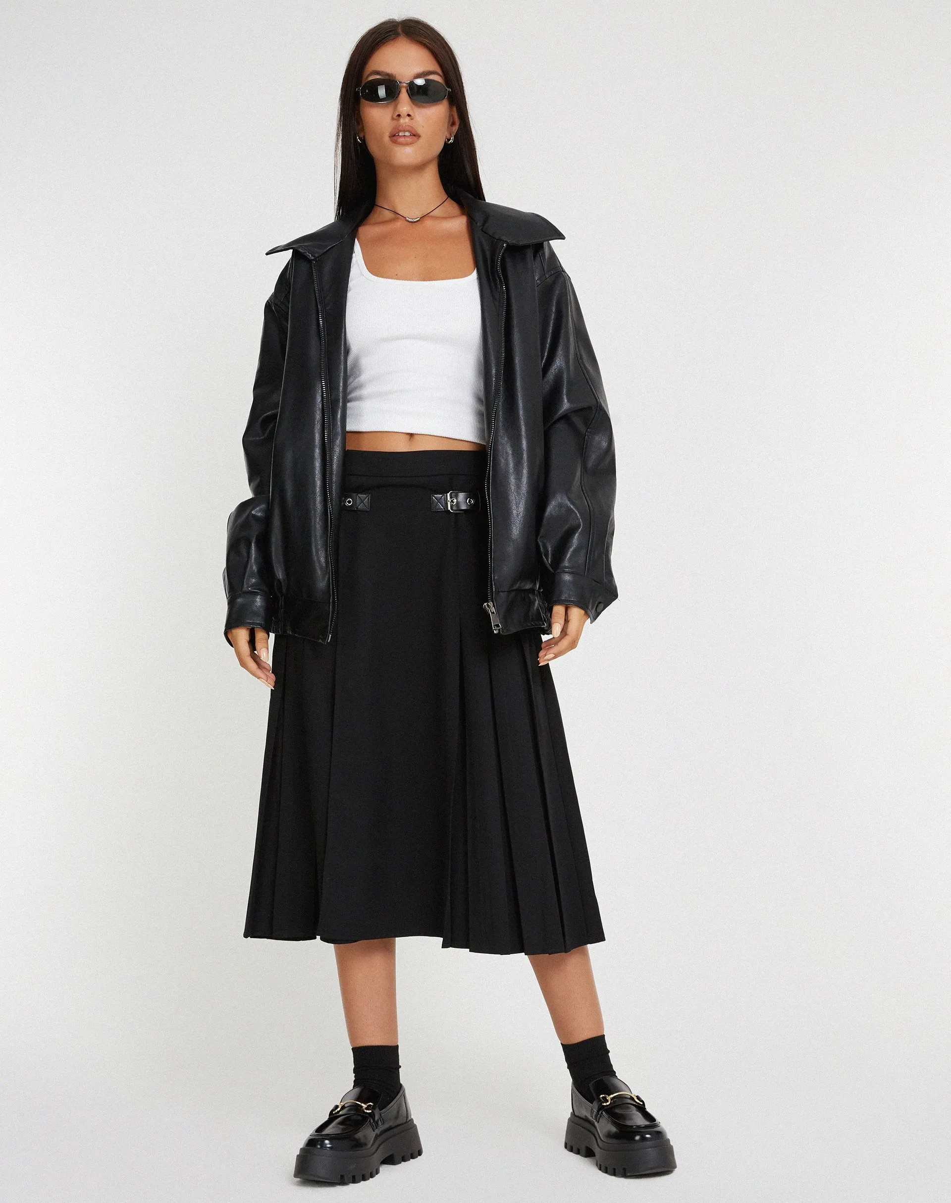 Kozani Midi Skirt in Black sold by Motel Rocks