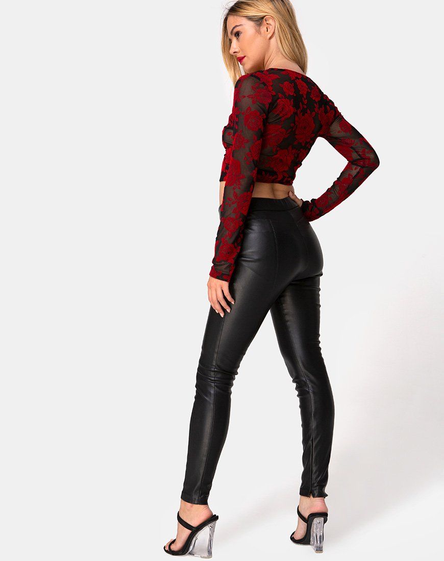 Kayak Wrap Top in Romantic Red Rose Flock sold by Motel Rocks product image thumbnail 4