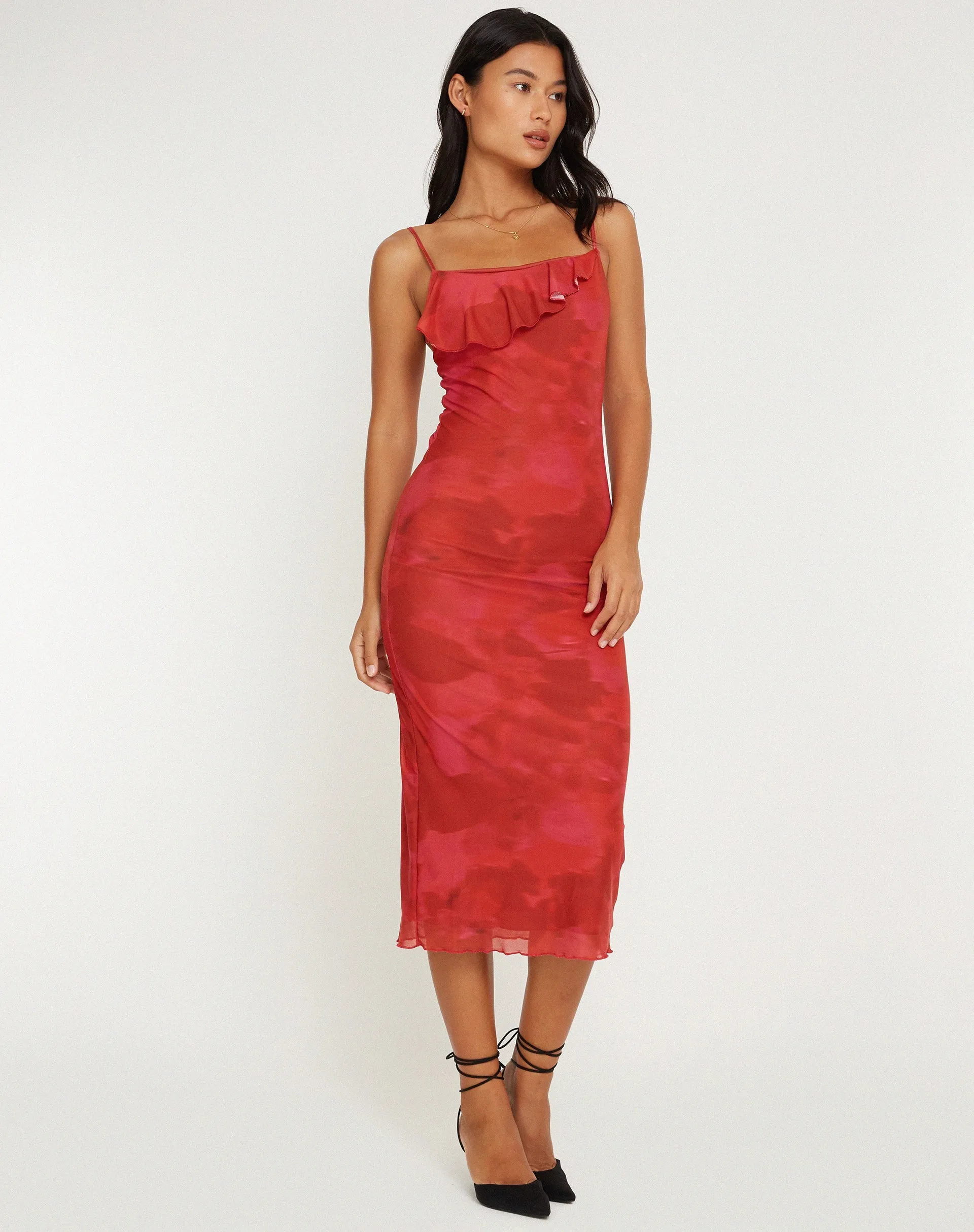 Kilia Midi Dress in Watercolour Floral Red sold by Motel Rocks product image thumbnail 2