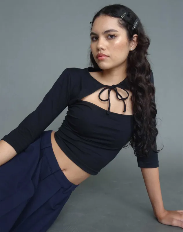 Neha Crop Top in Black made by Motel Rocks