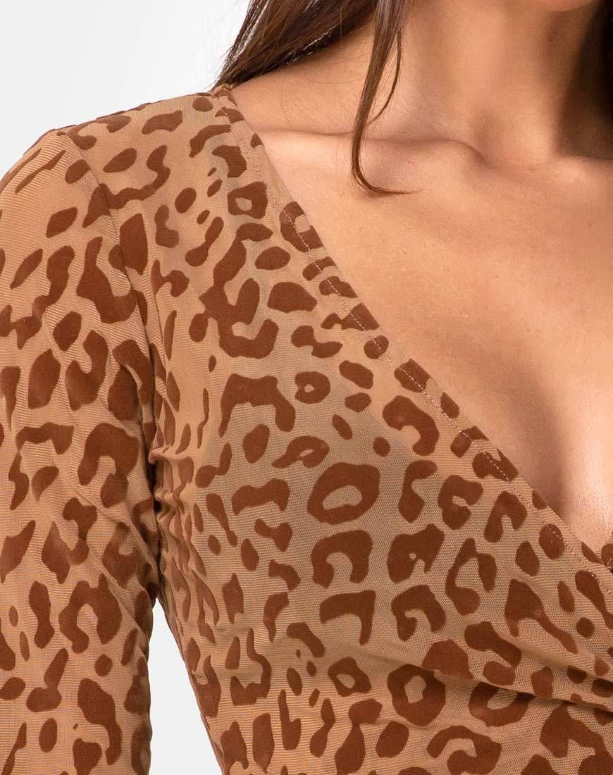 Kayak Wrap Top in Animal Flock Tan Brown sold by Motel Rocks product image thumbnail 5