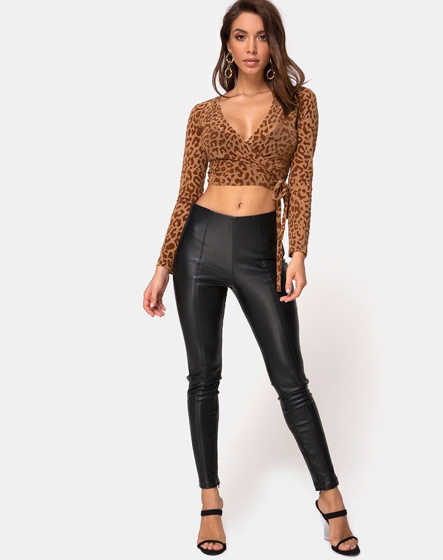 Kayak Wrap Top in Animal Flock Tan Brown sold by Motel Rocks product image thumbnail 3