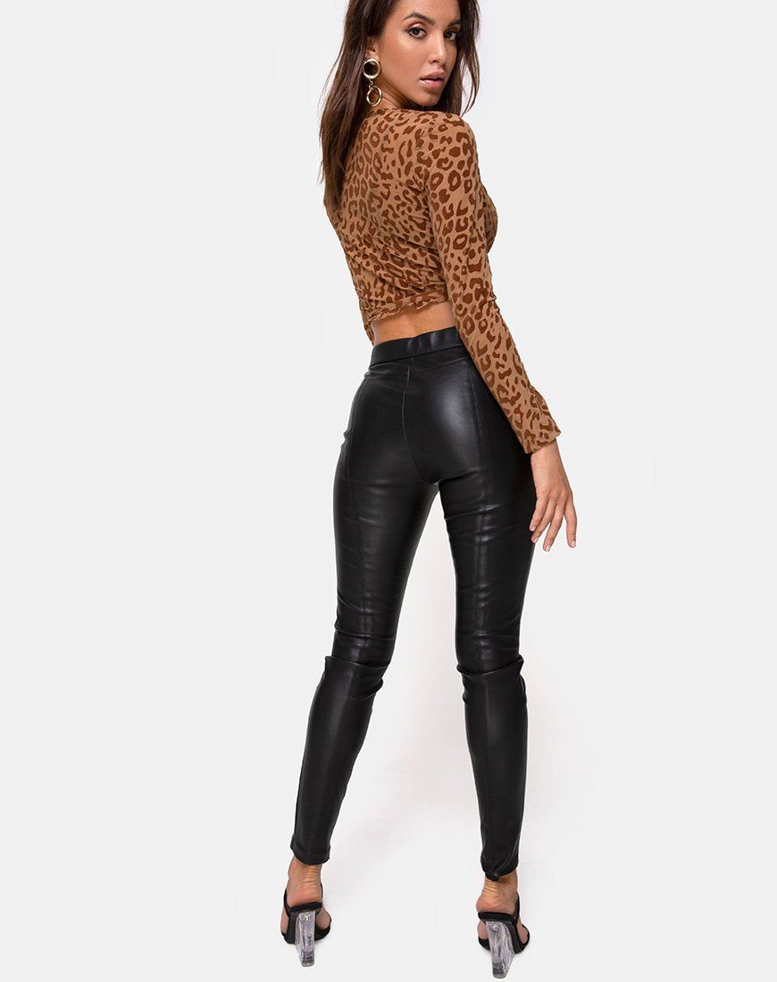 Kayak Wrap Top in Animal Flock Tan Brown sold by Motel Rocks product image thumbnail 4